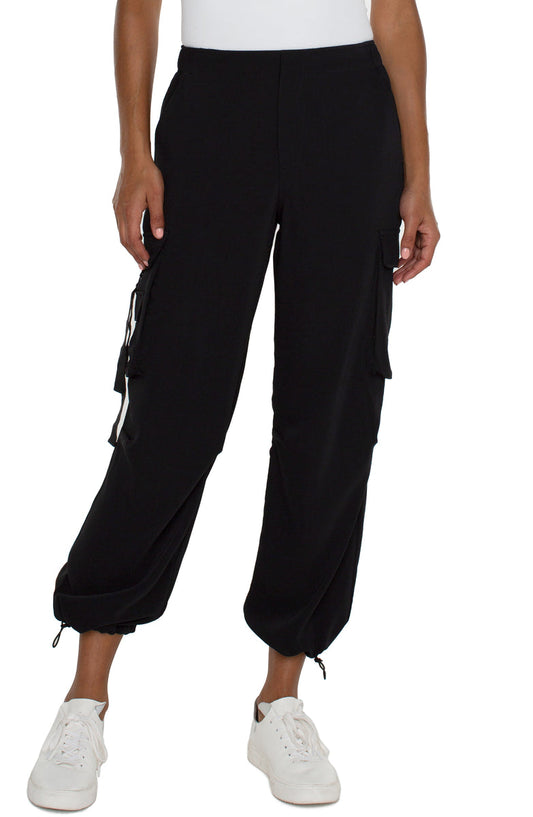 Liverpool Pull-On Parachute Cargo Pants (Black)