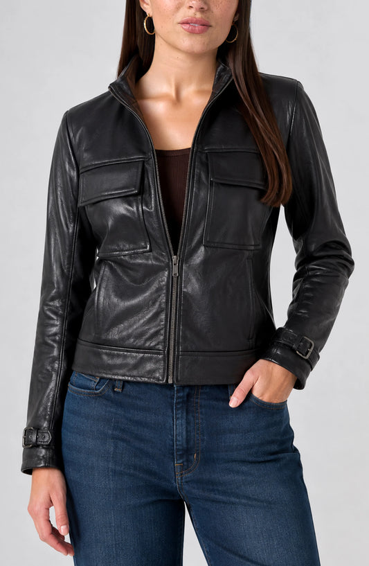 Liverpool Zip Front Moto Jacket W/ Buckle