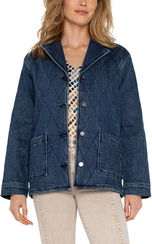 Liverpool Notch Collar Quilted Coat (28" inseam) (Redlands)