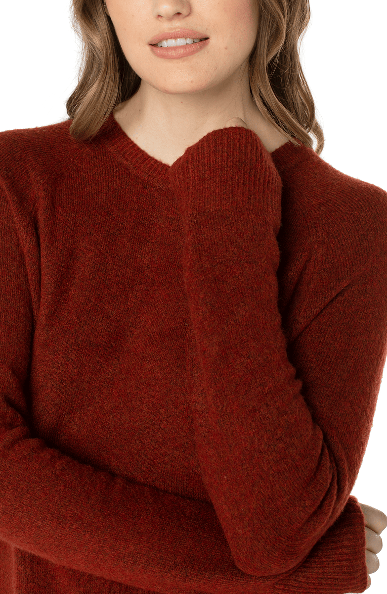 Liverpool Raglan Long Sleeve Sweater (Saffron Heather and Raspberry)