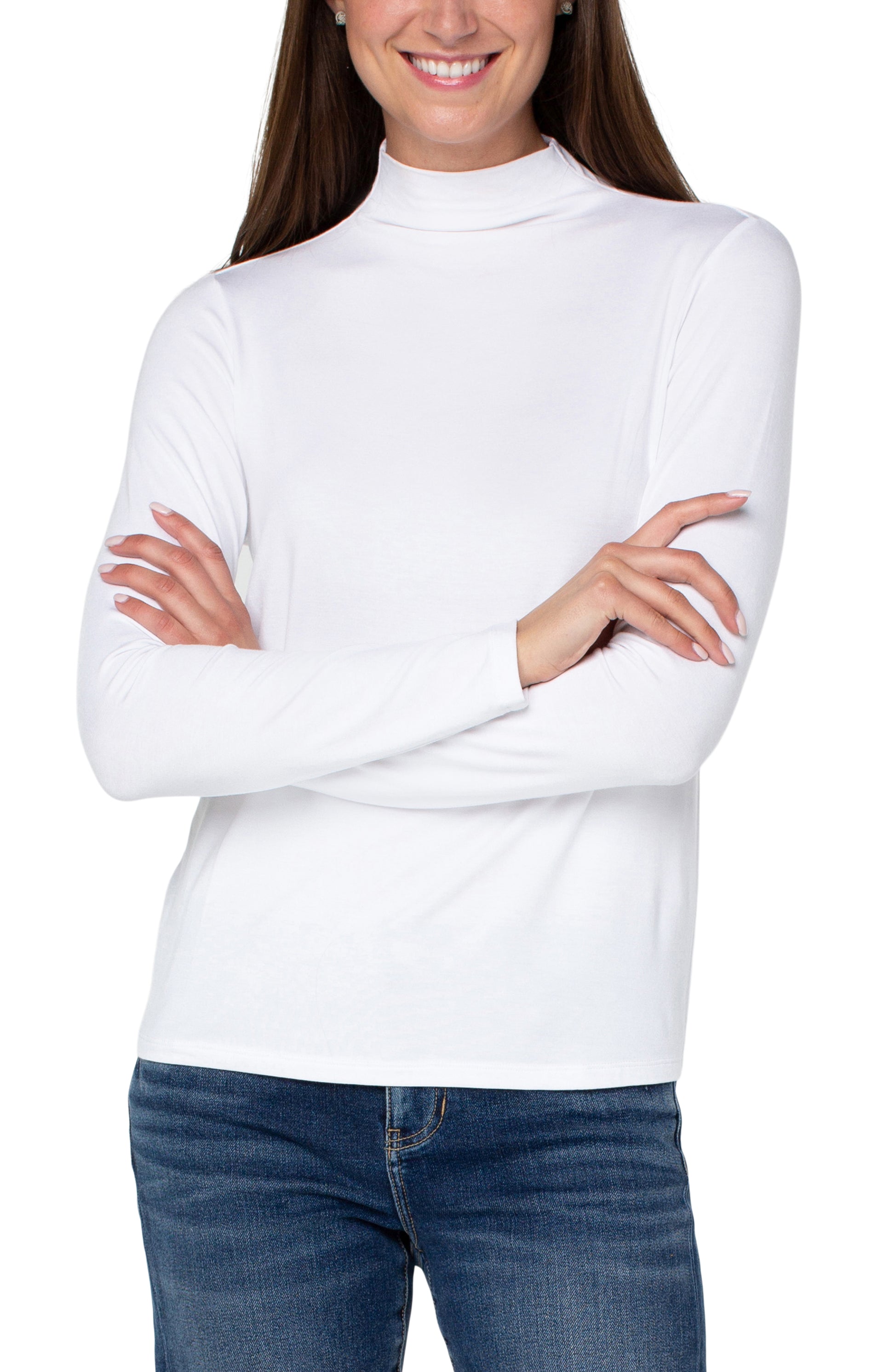 white mock neck