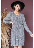 The Florence Black Animal Print Long Sleeve Dress