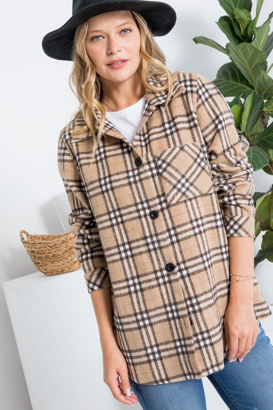 Plaid Flannel Button Down Plus Shacket