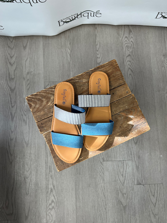 Double Band Slip on Flat Sandals