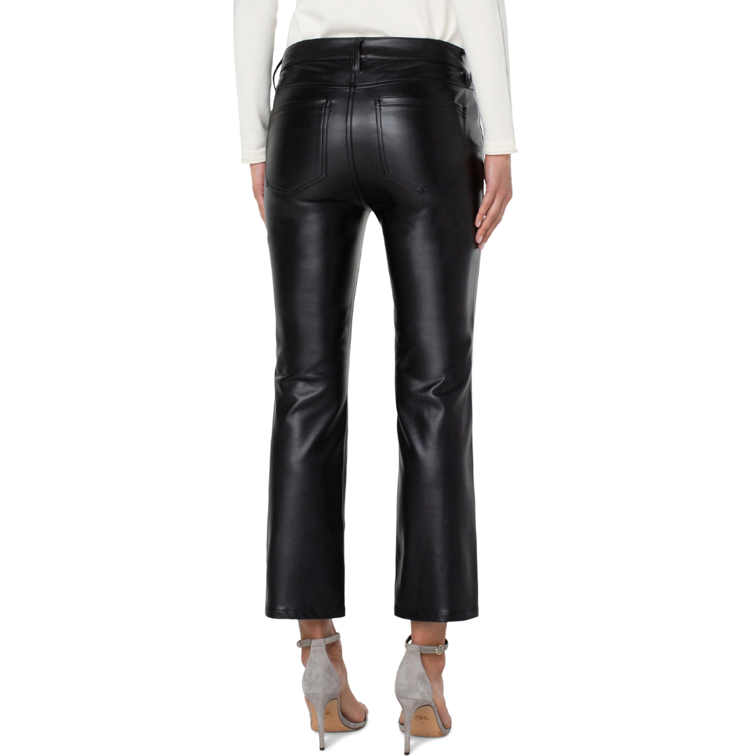 Liverpool Hannah Cropped Flare Black Pleather Pants