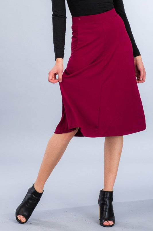 Stretch knit black a-line skirt