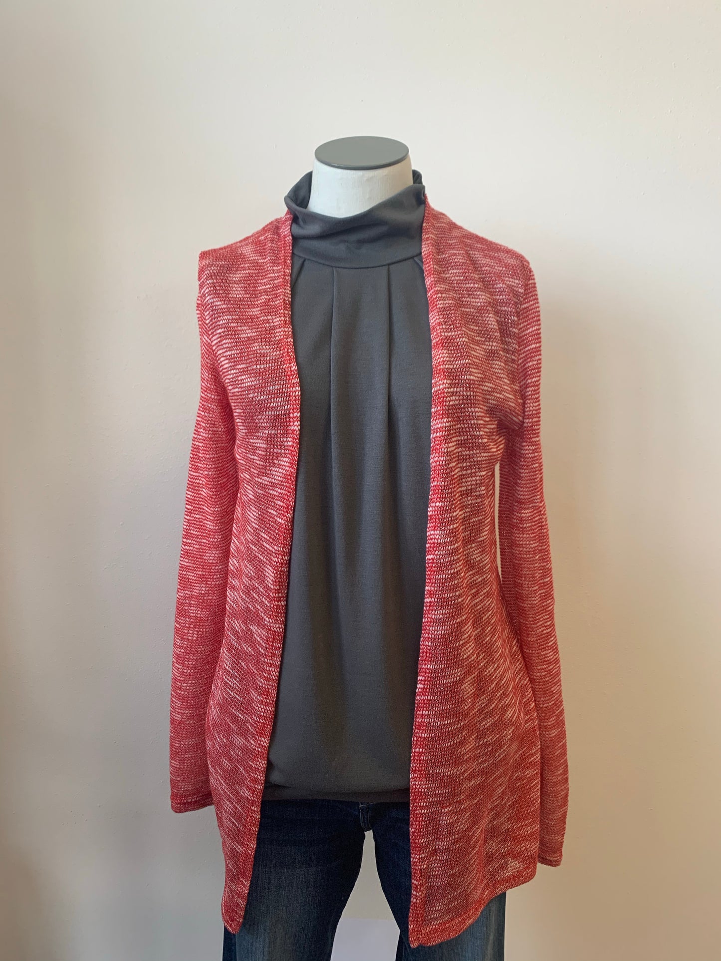 Ribbed open front cardigan