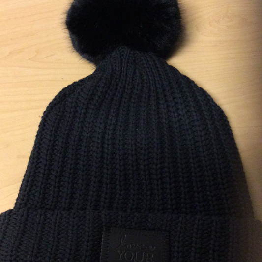 LYM Cuffed Black Patch with Pom