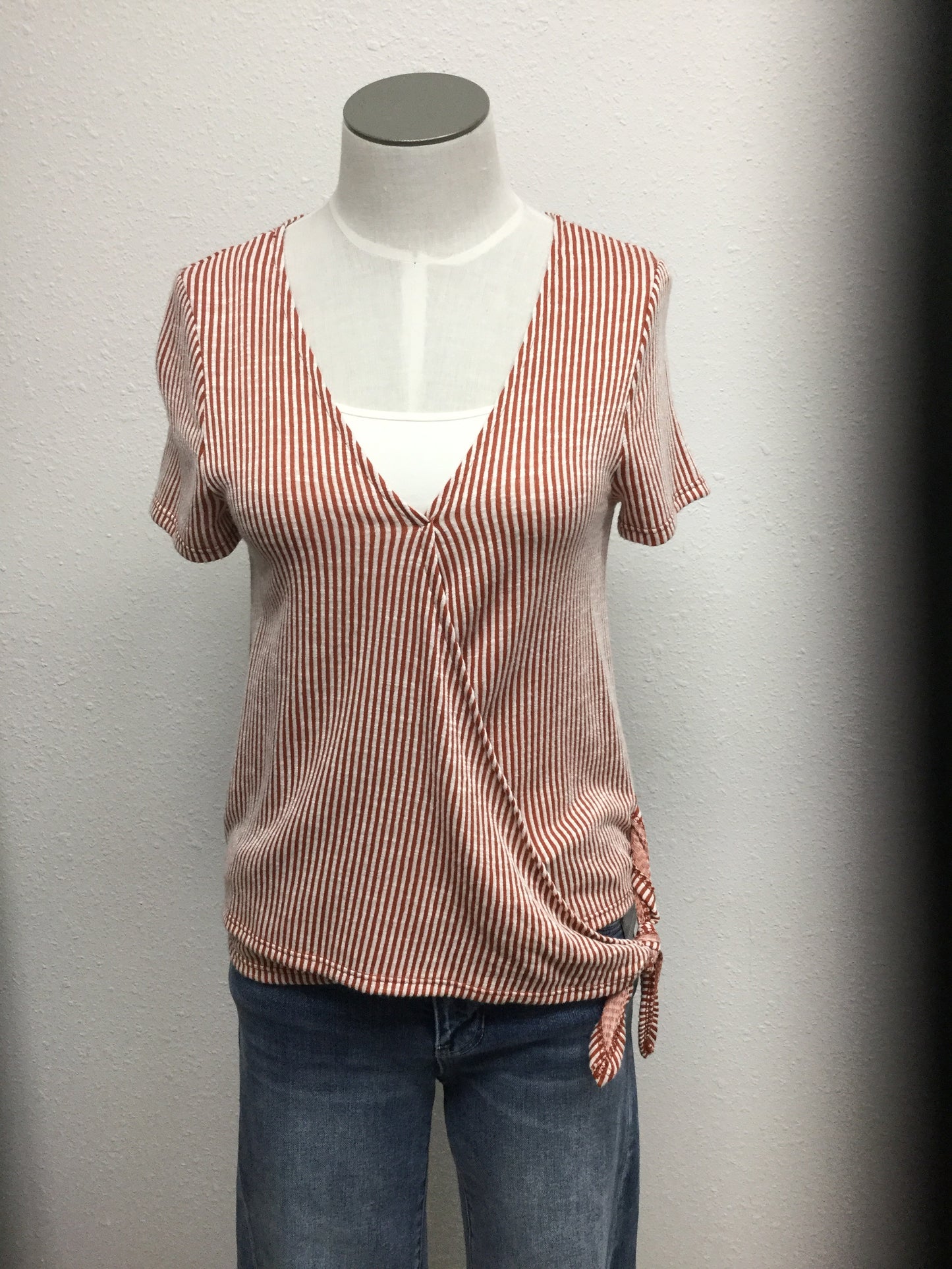 Two Tone Surplice Tie Top
