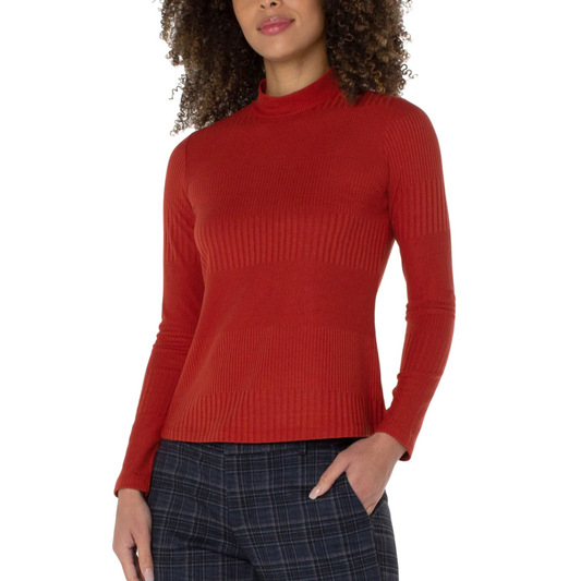 Liverpool Mock Neck Long Sleeve Basic Sweater (Solid Colors)
