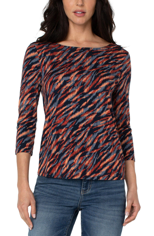 Liverpool Scoop Back 3/4 Sleeve Knit Top (patterns)