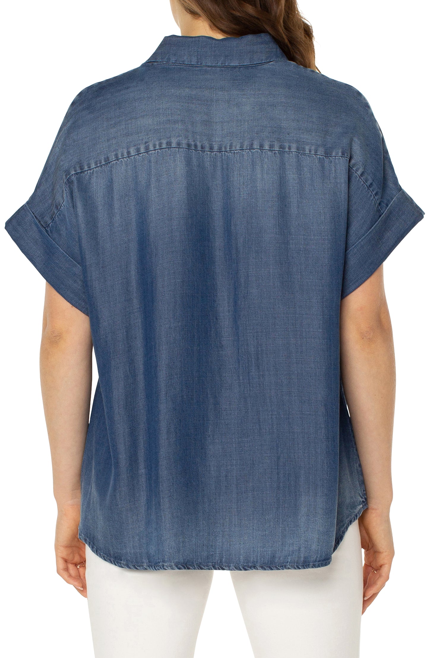 Liverpool Collard Camp Shirt w Hi-Low Hem