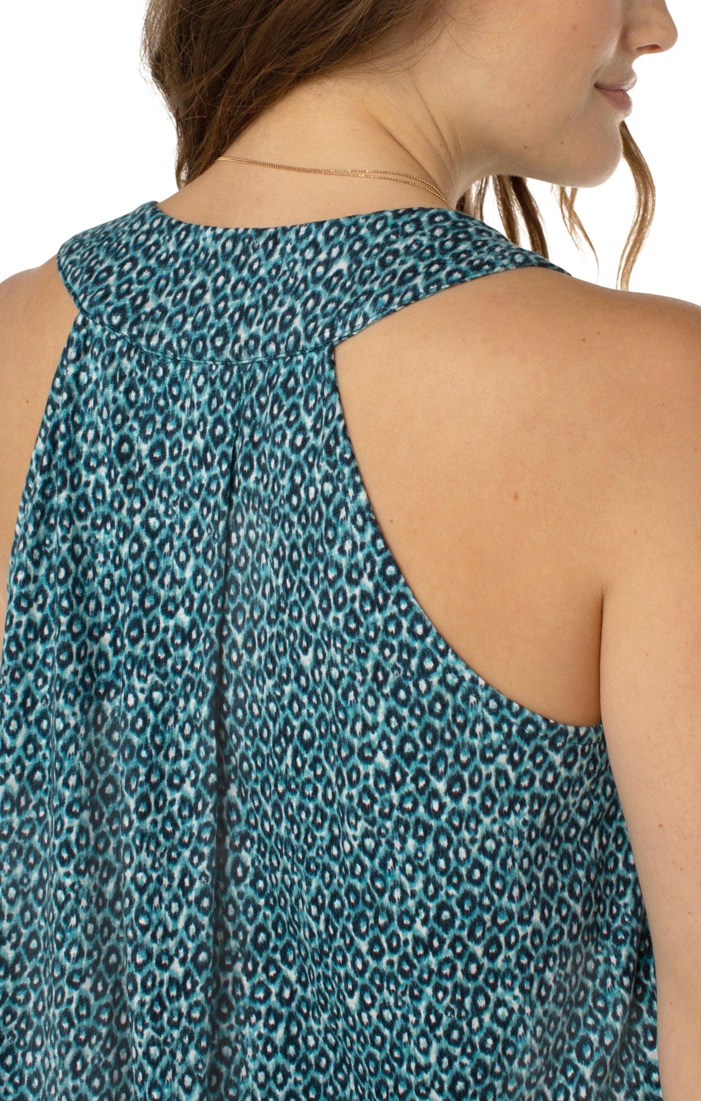 Liverpool pleated front sleeveless modal knit top (teal)